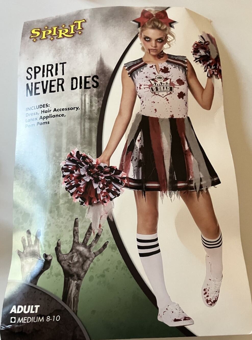 Spirit Never Dies Zombie Cheerleader Halloween Costume. Women's M (12-14) EUC!